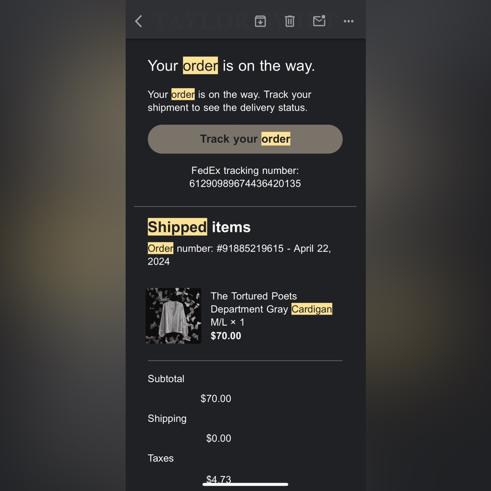 Taylor Swift Authentic Ttpd Cardigan M/L Nwot - image 5